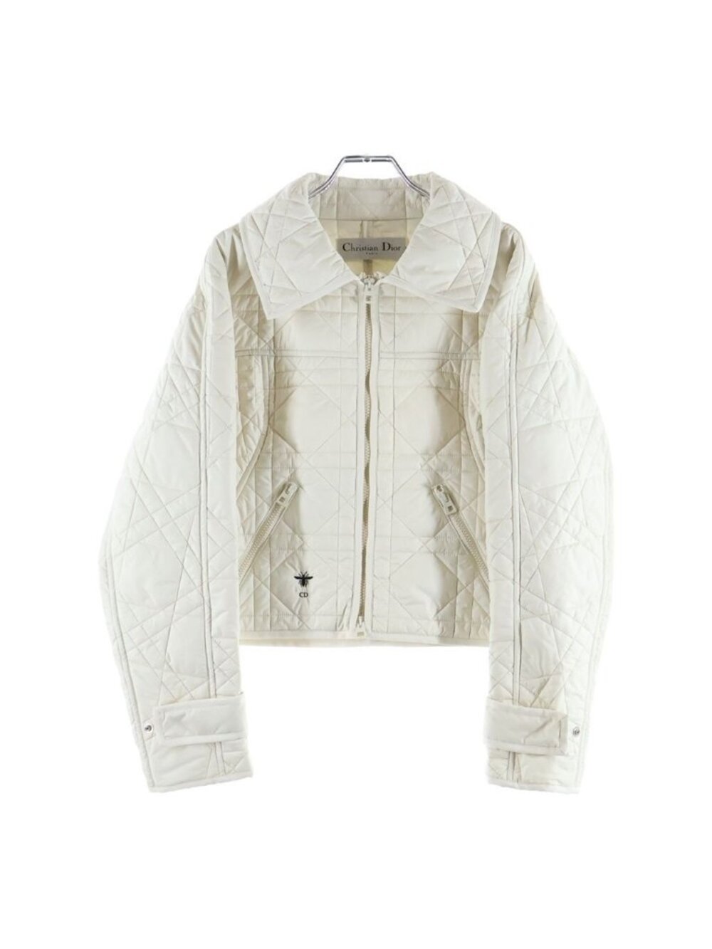 Dior Macrocannage Fitted Jacket Quilted Technical White Nylon